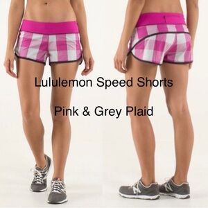 🍋LULULEMON Speed Shorts in Pink & Grey Plaid Print